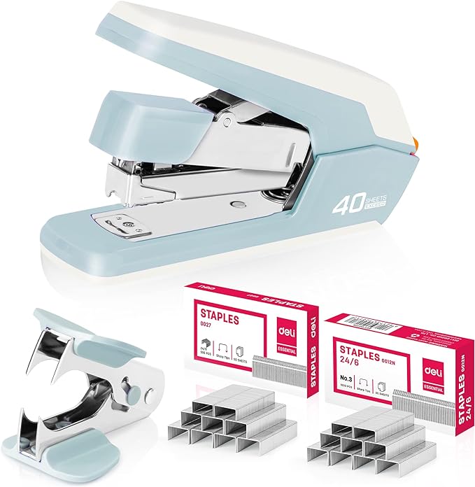 Deli Effortless Desktop Stapler, Heavy Duty Stapler, 40-50 Sheet Capacity by delioffice