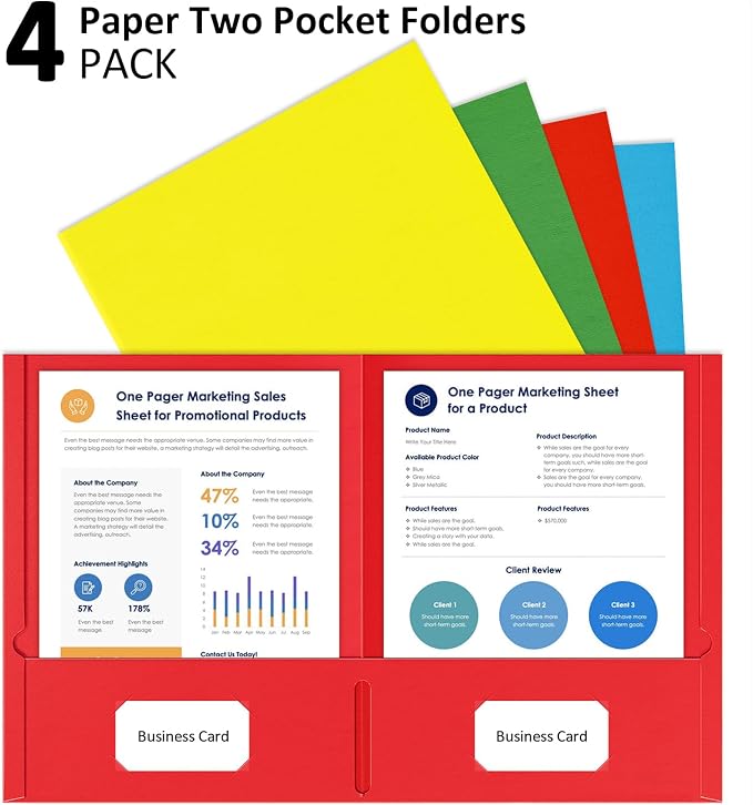 HABGP Two Pocket Folders, 4 Pack 2 Pocket Folders Fit Letter Size Paper - Image 5