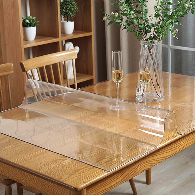 Wadrac Clear Table Protector Plastic Table Cloths PVC Night Stand Table Cover - Image 2