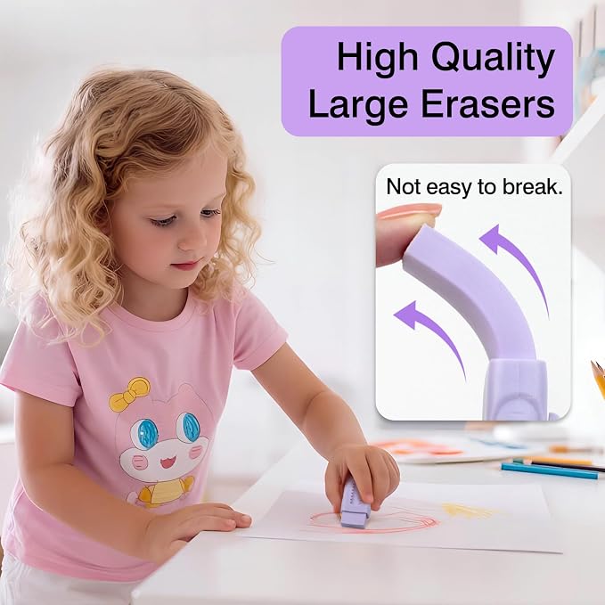 3+1 Pack Retractable Erasers – Soft Rubber Push-Pull Pencil Erasers - Image 6
