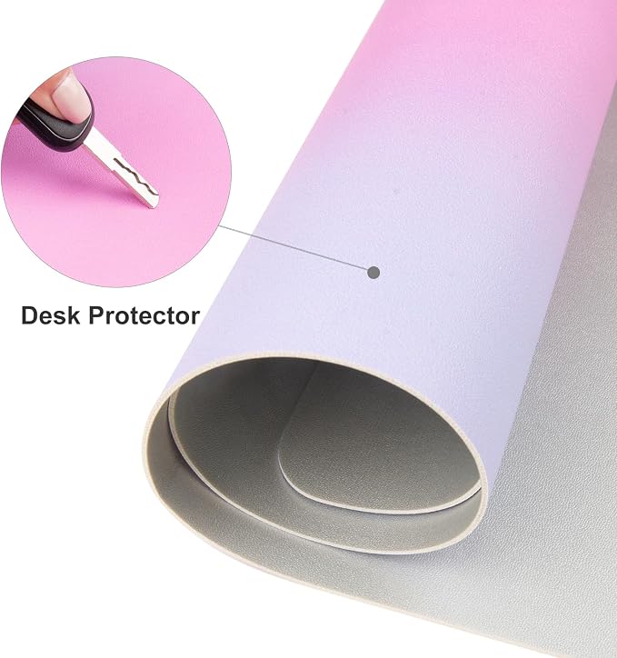 Colorful Star Large Mouse Pad Pink, Girly Desk Mat Aesthetic PU Leather Laptop - Image 7