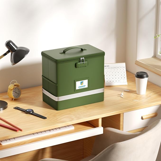 Fireproof File Box with Lock, Document Box Storage Organizer, Suitable - Image 5