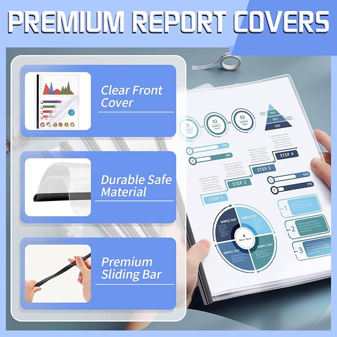 50 Pack Report Covers with Sliding Bar, Presentation Folders Resume Document - Image 4