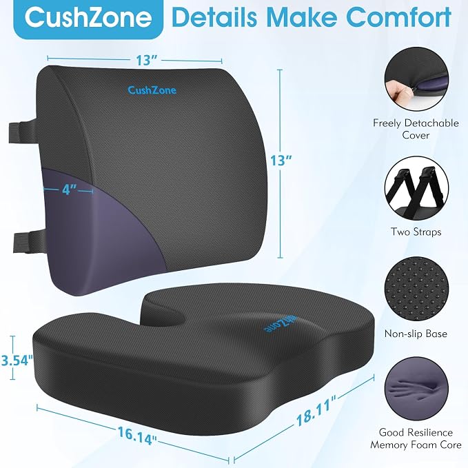 CushZone Seat Cushion, Lumbar Support Pillow - Image 6