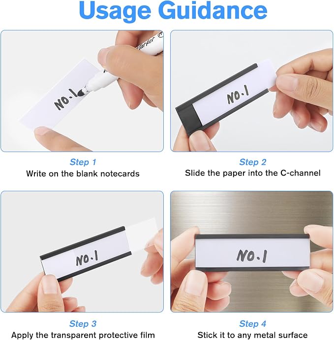 MaxGear 30 Pack C Channel Magnetic Label Holders, 1 x 3 | Magnetic Labels - Image 6