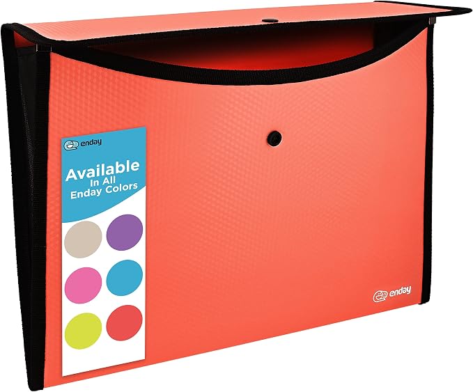 Square Flap Document Holder Red, Expanding File Folder, A4 Letter Size Reusable by Enday