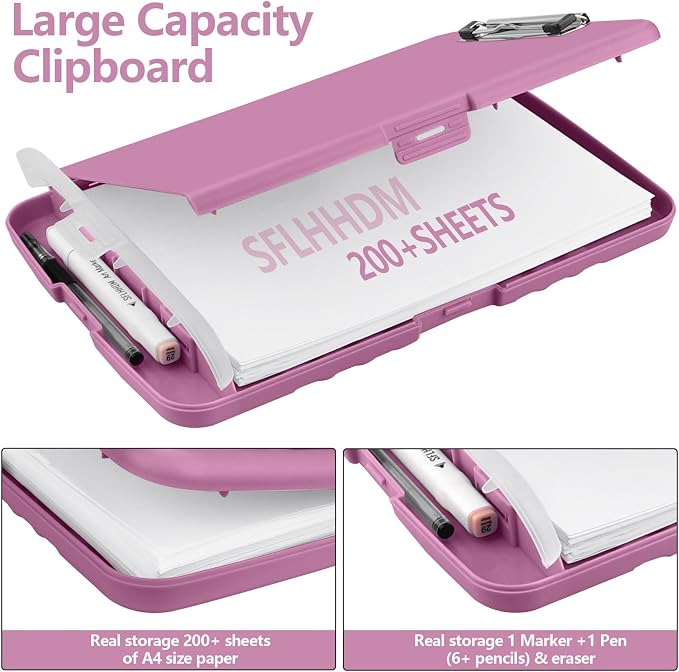 SFLHHDM Purple Clipboard with Storage, Clip Boards 8.5x11, Plastic Clipboard - Image 2