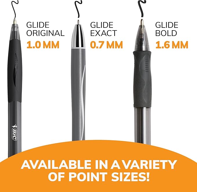 BIC Glide Exact Black Retractable Ballpoint Pens, Fine Point, 12-Count Pack - Image 6