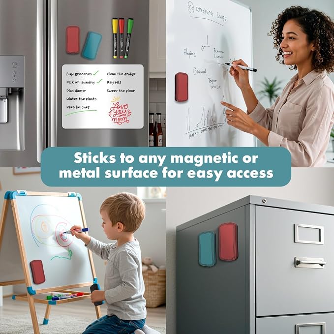 Scribbledo Boho Magnetic Dry Erase Eraser 2 Pack Streak-Free Whiteboard | - Image 7