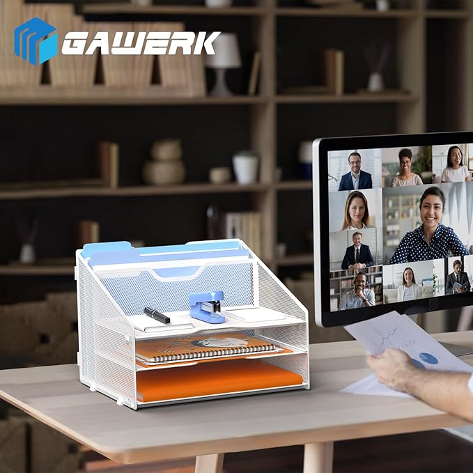 GAWERK Letter Tray Organizer, Mesh Desk File Organizer - Image 6