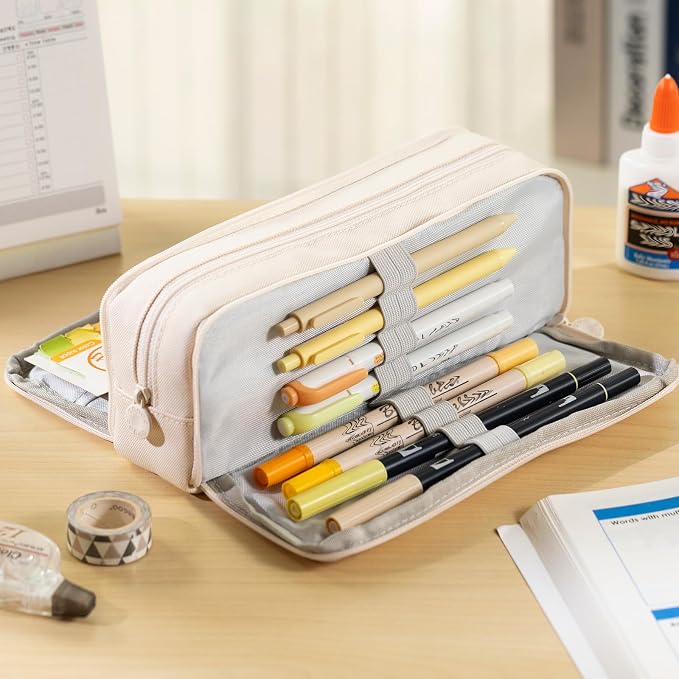 CICIMELON Large Capacity Pencil Case 3 Compartment Pouch Pen Bag - Image 6