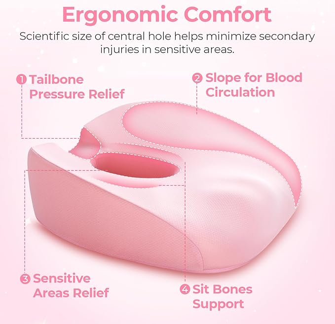 AUVON Innovative Donut Pillow Hemorrhoids Scientific Center Hole and Tailbone - Image 3