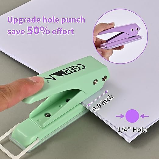 Single Hole Puncher, 3 Pack ， 1/4" Hole, 50% Labor Savings, Heavy Duty Metal - Image 2