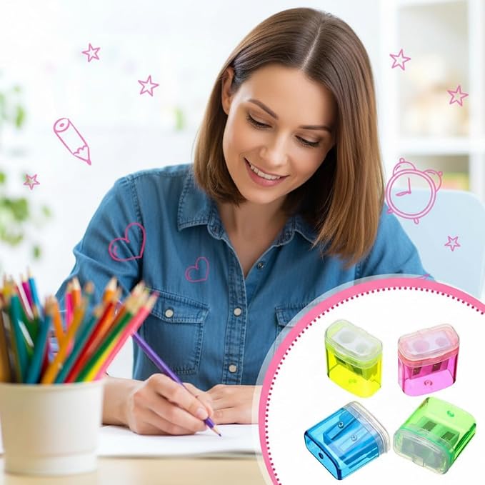 Teling 180 Pcs 180 Pcs Manual Pencil Sharpeners Bulk Handheld Dual Holes Pencil - Image 6