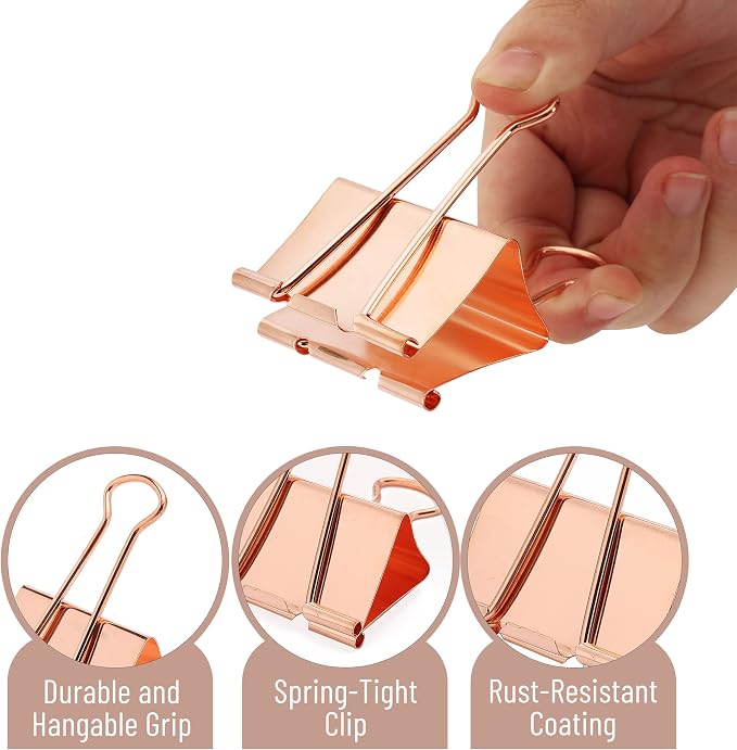 Mr. Pen- Metal Binder Clips, 2 Inches, Extra Large Size | Rose Gold Binder - Image 4