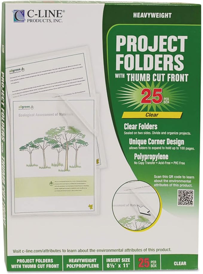 C-Line Project Folders, 8-1/2 x 11 Inches, 35 per Box - Image 2