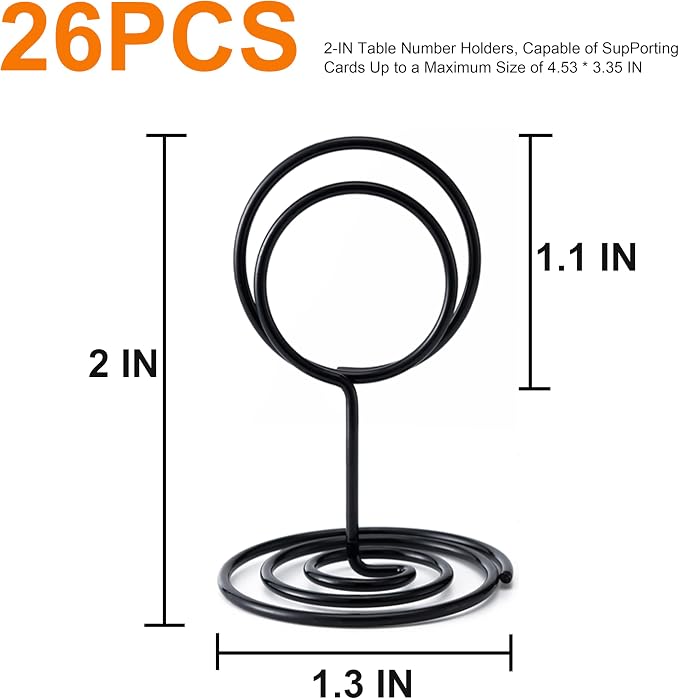 Hoewina 26Pcs Table Number Holders, Place Card Holder, Wire Picture Holder - Image 2