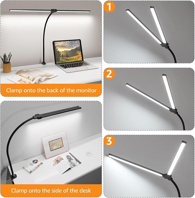 ShineTech LED Desk Lamp for Home Office, Ultra Bright Clamp Light - Image 6