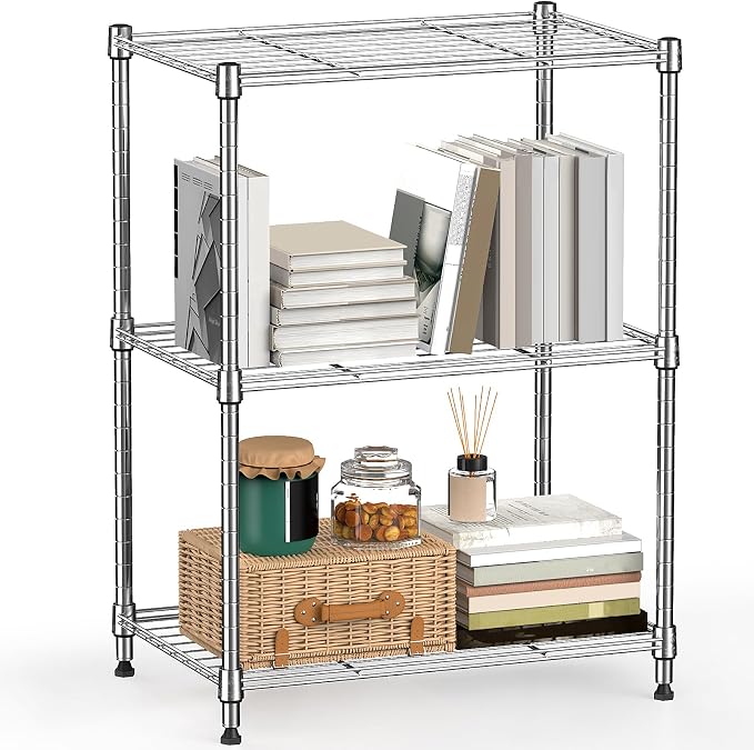 M MZG 450 lbs Wire Storage Shelving 3-Tier Utility Shelving Unit Steel by MEIGAOPLASTICANDMETALHKCOLIMITED