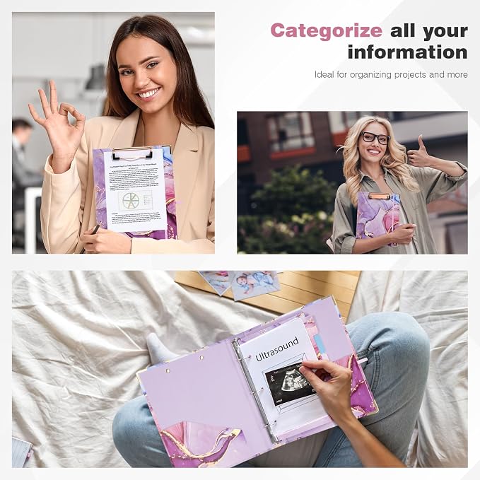 Ospelelf Mini 3 Ring Binder 1 Inch, Cute Pink Marble - Image 4
