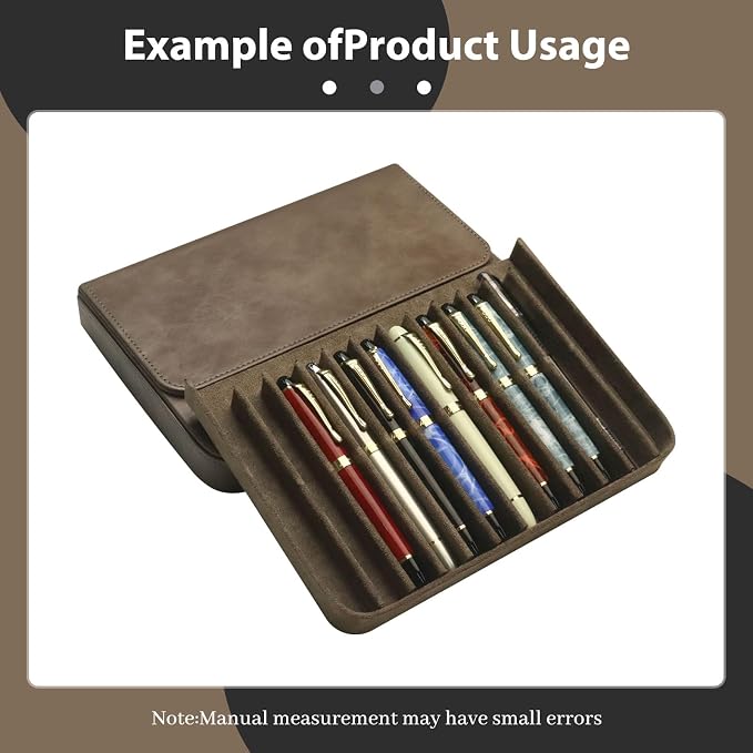 PU Leather 12 Fountain Pen/Pencil Tray Case Organizer, Fashion Design, Magnetic - Image 3
