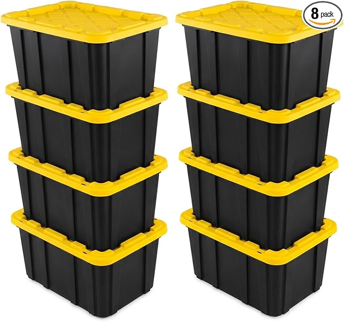 Sterilite 8-Pack 27 Gallon Industrial Storage Tote, Heavy-Duty Plastic Bins by Sterilite
