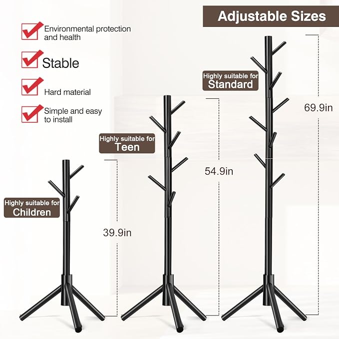 WANGMUXIA 2 PCS Coat Rack, Freestanding Coat Rack - Image 3