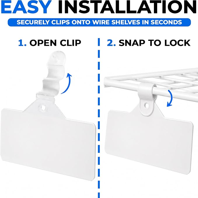 Gluposti Shelf Labels for Wire Shelving, Wire Rack Label Holders for Shelves - Image 6