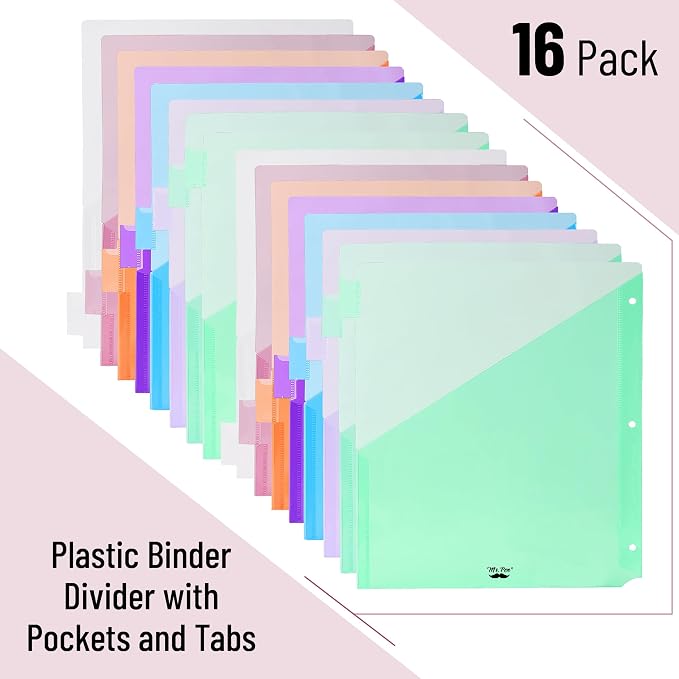 Mr. Pen- Binder Dividers with Pockets and Tabs, 16 Pack | Dividers - Image 2