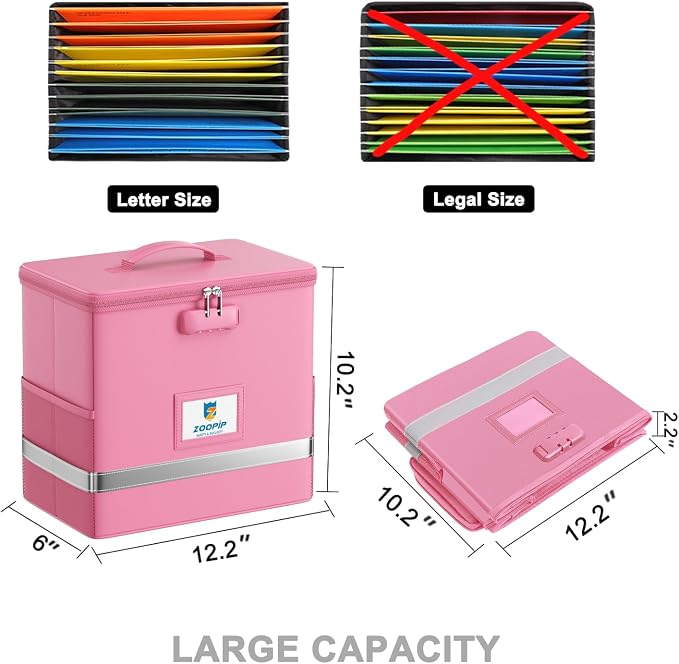 Fireproof File Box with Lock, Document Box Storage Organizer, Suitable - Image 4