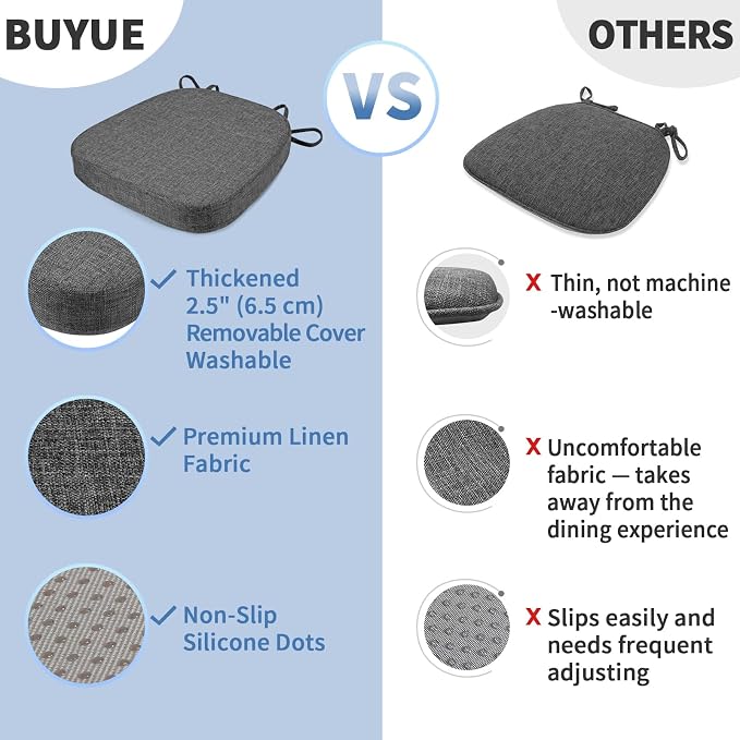 BUYUE Thickened 2.5" Dining Chair Cushions Set of 4, U-Shape High Density Foam - Image 6