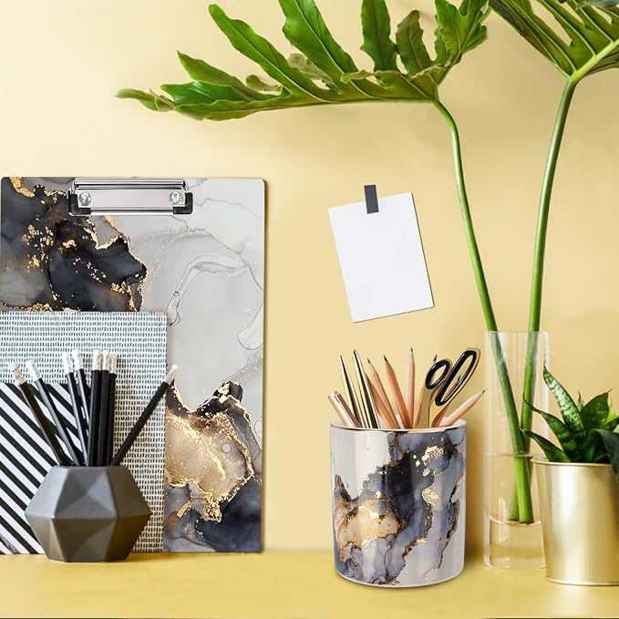Marble Pencil Holder, Durable Ceramic Desk Organizer Office Supplies, Desktop - Image 3