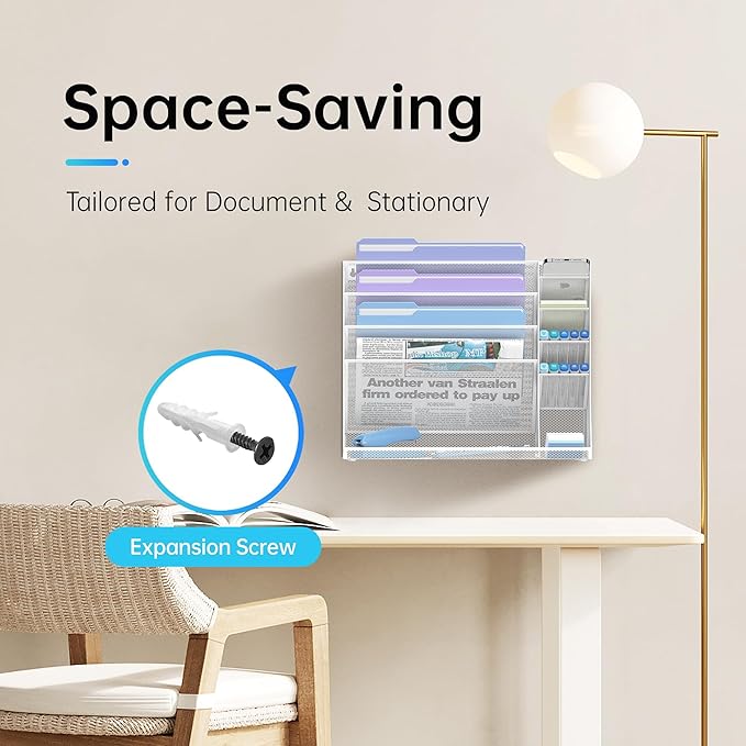Wall File Organizer, 5-Tier Desk Organizer - Image 2
