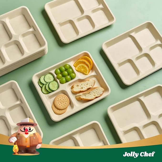 JOLLY CHEF Compostable  Compartment Paper Plates 10 * 8.25 * 1  Small - Image 5