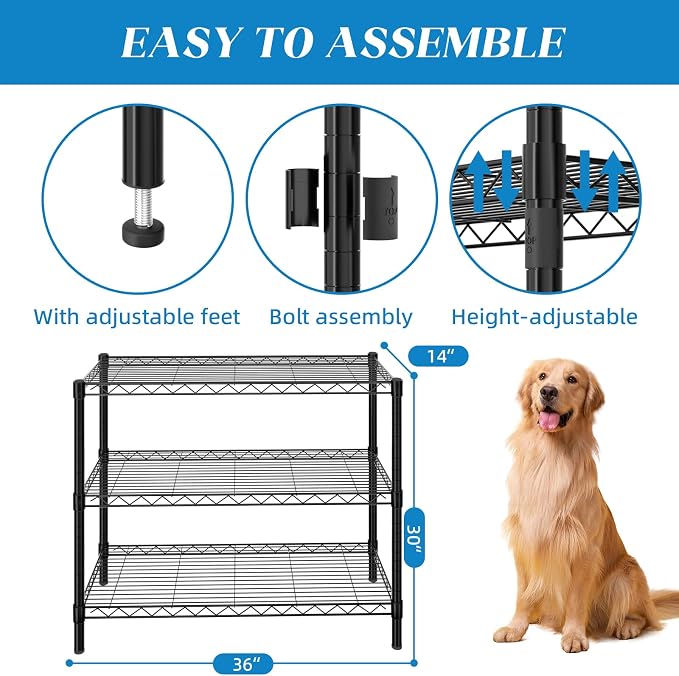 Guan River 3-Shelf Adjustable Metal Wire Shelving, Sturdy and Durable, Storage - Image 3