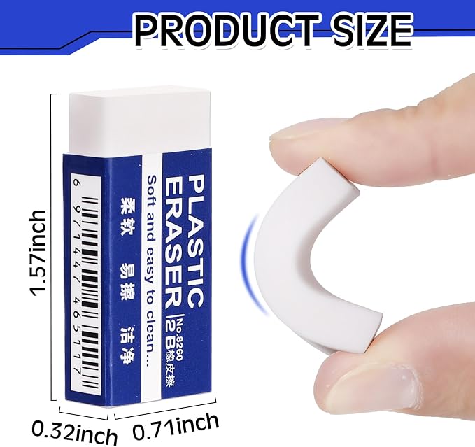 Yeaqee 800 Pcs White Pencil Erasers Bulk Soft Art Eraser School Pencil Erasers - Image 3