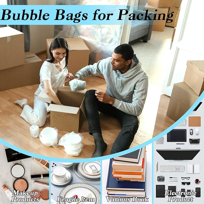 50Pcs Clear Bubble Out Bag Pouches, 8X10 Inch Bubble Pouch Wrap, Double Wall - Image 6