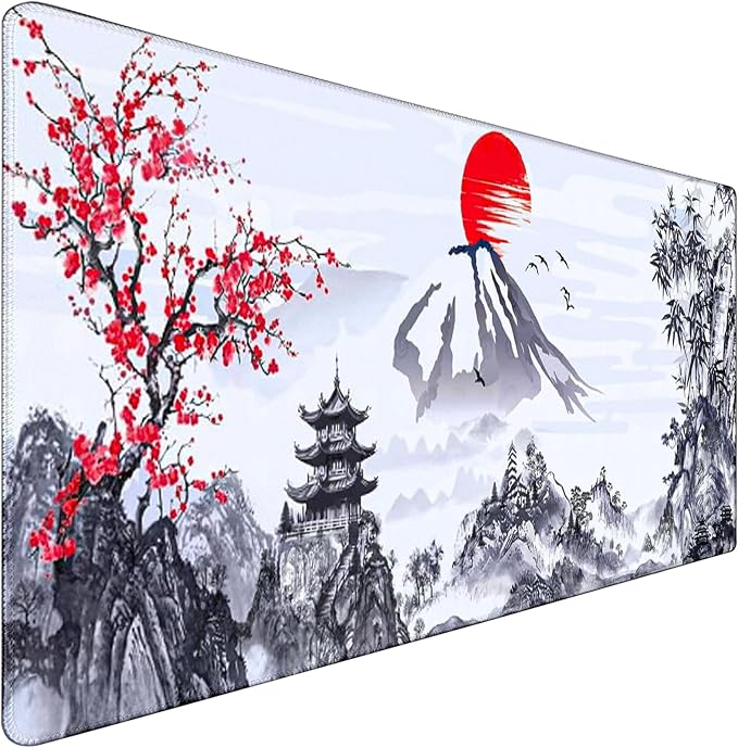 Gaming Mouse Pad Ink Pattern, 31.5x15.7 Inch Waterproof Computer Big Mousepad by Jovlio
