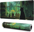 Green Black Cat Mouse Pad Abstract Green Mouse Pad 31.5x11.8 Inch Cat Texture by Hahaluo