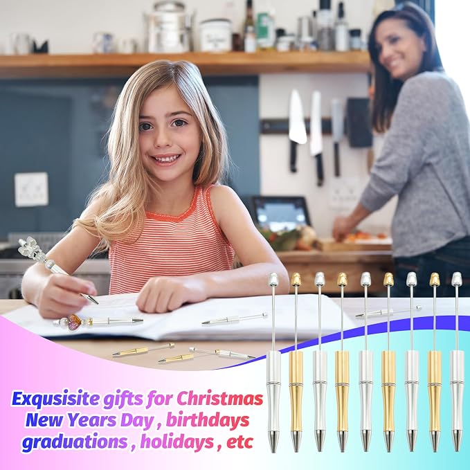 150 Pieces DIY Beadable Pen Kit – 50 Plastic Ballpoint Pens - Image 5