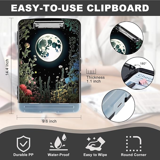 Clipboard with Storage, Heavy Duty Plastic Storage Clipboard with Low Profile - Image 3