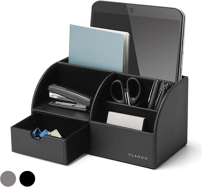 Vlando Office Desk Organizer Leather Desktop Organizer Caddy by VLANDO