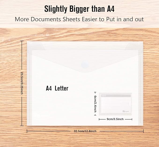 ABSOFINE 25 Pack Transparent Plastic Envelope Folders, A4 Letter Size, 100% - Image 4