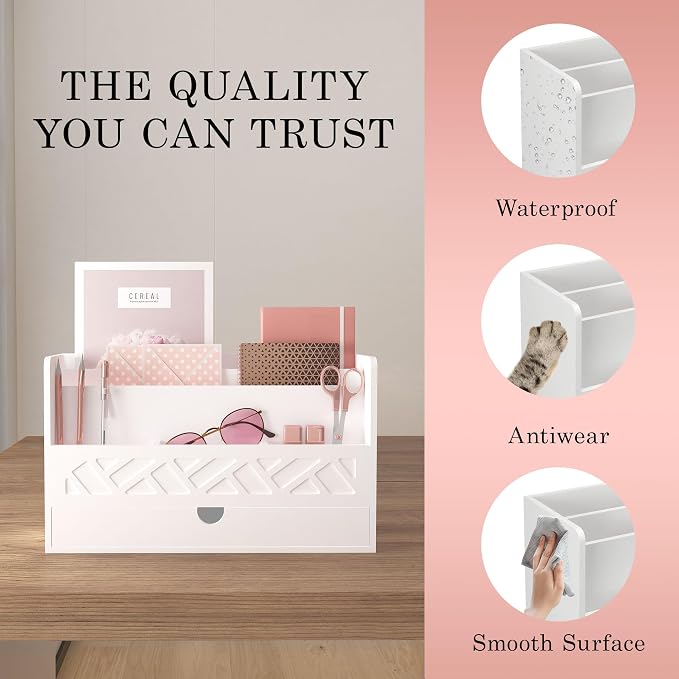 Wisuce Bamboo Mail Organizer Countertop Desktop - Image 2