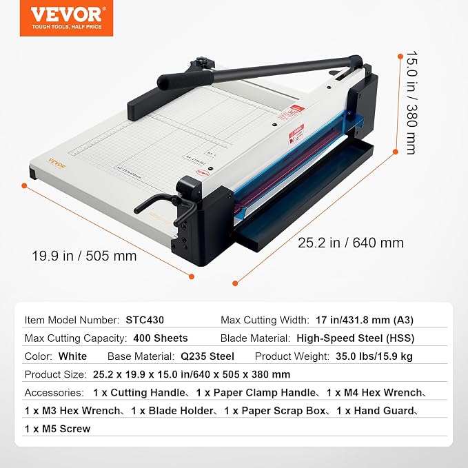 VEVOR Industrial Paper Cutter A3 Heavy Duty Paper Cutter 17 Inch Paper Cutter - Image 7
