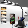 Desk Lamp with USB-C Charging Port and Organizer Base, LED Desk Light with Pen by Airlonv
