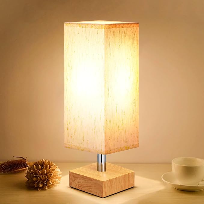 aooshine Wood Grain Table Lamp for Bedroom by Aooshine