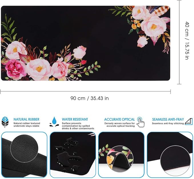 iCasso Extended Gaming Mouse Pad, Large Non-Slip Rubber Base Mousepad - Image 4