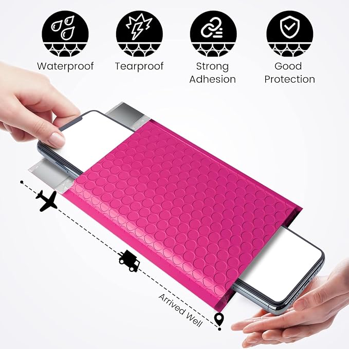 Fuxury Bubble Mailers 4x8" Pink Padded Envelopes 19200 Pack Bulk Strong - Image 5