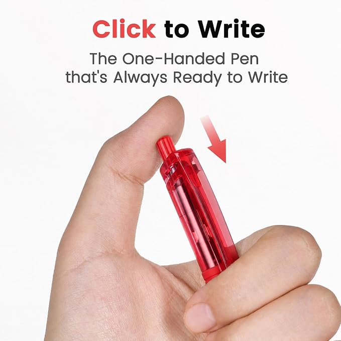 Sooez 12 Pack Bulk Pens Ballpoint, Retractable Red Ink Pens, Smooth Writing Pens - Image 5
